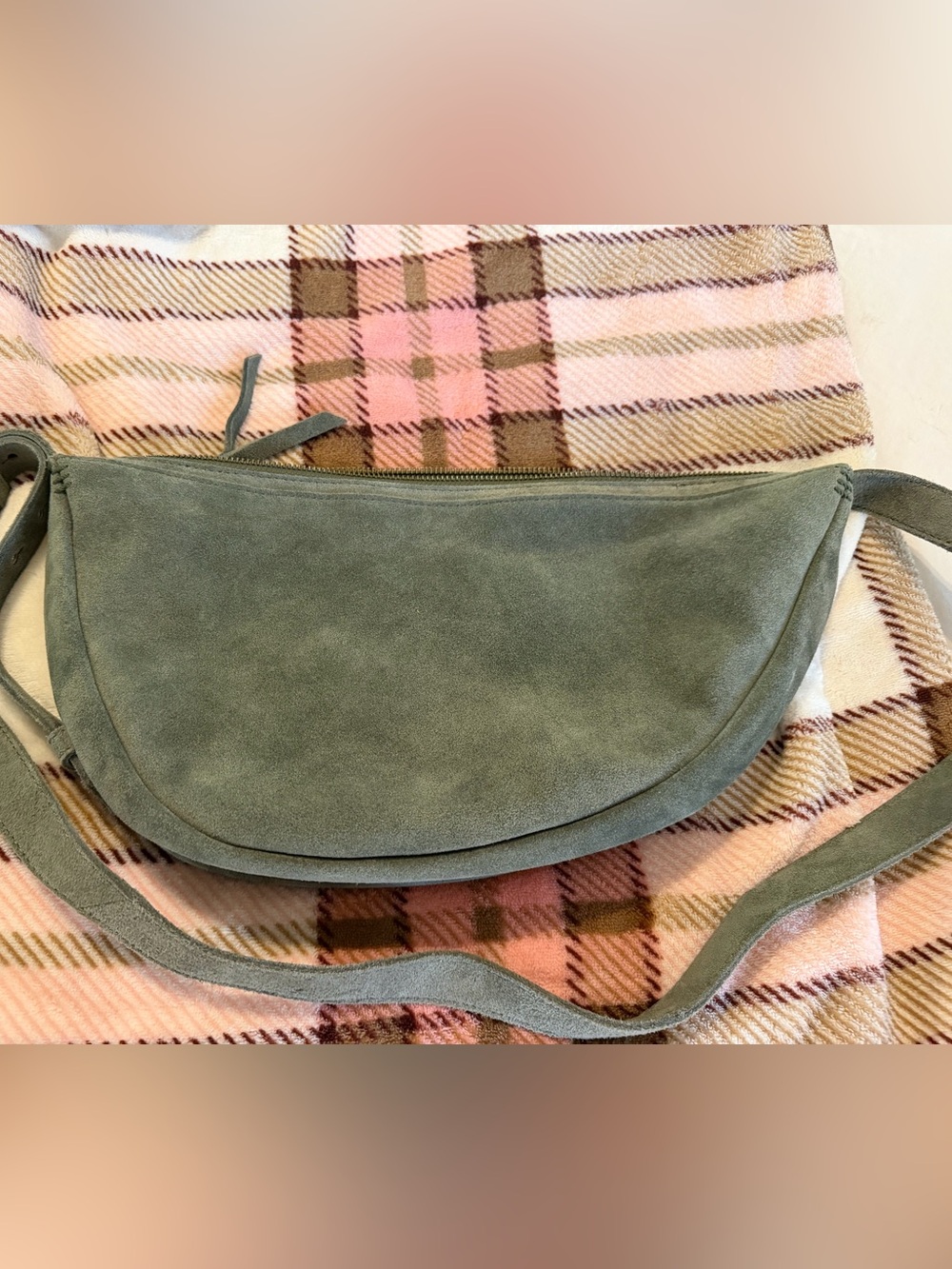 The Sak Suede Crossbody Bag in Sage Green(Large Tess)